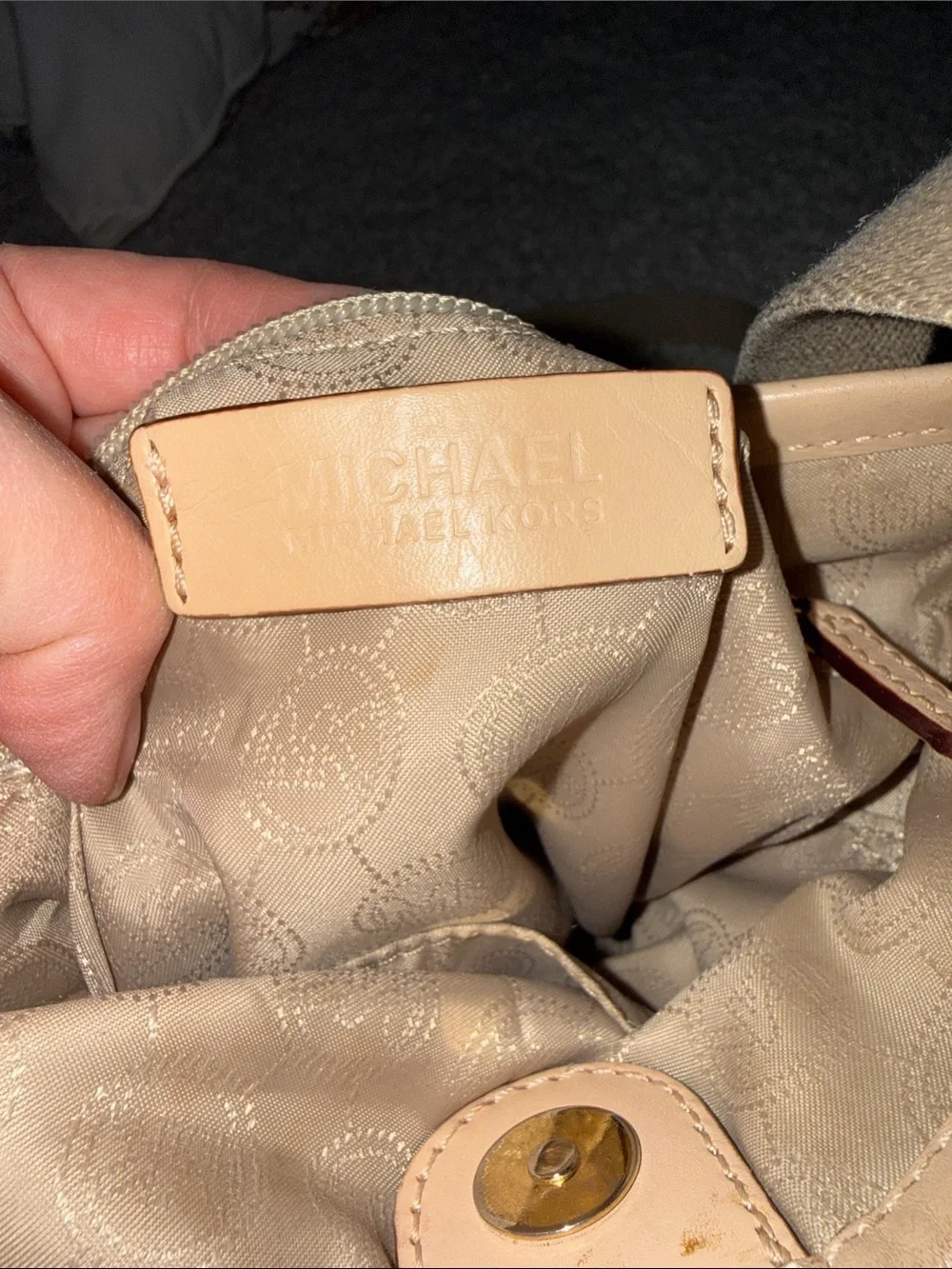 Michael Kors Beige/Tan Signature MK Crossbody Bag